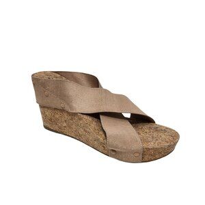 Lucky Brand Cork Wedge Sandals Size 10M/40 Crisscross Straps Comfortable Design
